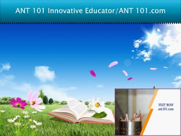 ANT 101 Innovative Educator/ANT 101.com