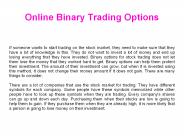 Online Binary Trading Options
