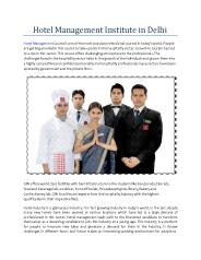 Hotel Management Institute in Delhi