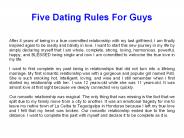 Five Dating Rules For Guys