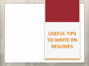 Useful Tips To Write Rn Resumes