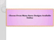 Choose From Many Saree Designs Available Online