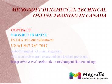 Microsoft Dynamics Ax Technical Online Training in Canada