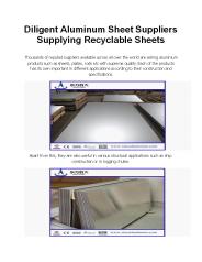 Diligent Aluminum Sheet Suppliers Supplying Recyclable Sheets