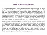 Forex Training For Success