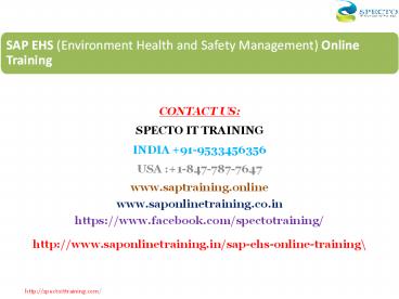 SAP  Environment Health Safety Online Training | sap ehs online training