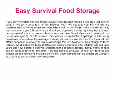 Easy Survival Food Storage