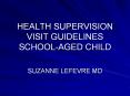 HEALTH SUPERVISION VISIT GUIDELINES SCHOOL-AGED CHILD PowerPoint PPT Presentation