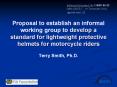 Proposal to establish an informal working group to develop a standard for lightweight protective helmets for motorcycle riders PowerPoint PPT Presentation