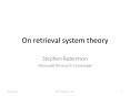 On retrieval system theory PowerPoint PPT Presentation