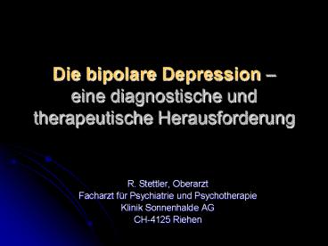 Die bipolare Depression 