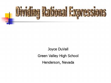 Dividing Rational Expressions