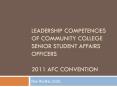 Leadership Competencies of Community College Senior Student Affairs Officers 2011 AFC ConVENTION PowerPoint PPT Presentation
