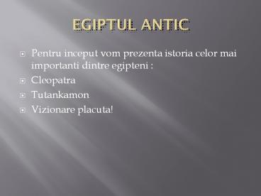 EGIPTUL ANTIC
