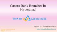 SWIFT code for Canara Bank Branches In Hyderabad
