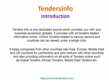Teders | Procurement News - Tendersinfo