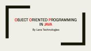 Object Oriented Programming in JAVA