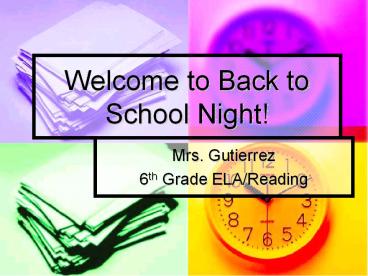 Welcome to Back to School Night!