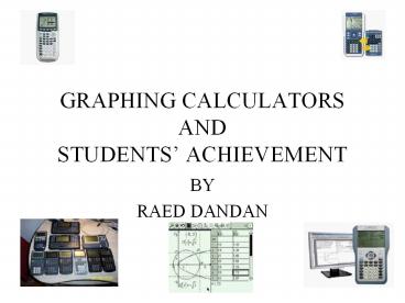 GRAPHING CALCULATORS AND STUDENTS