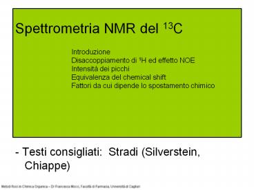 Spettrometria NMR del 13C