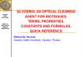 GLYCEROL AS OPTICAL CLEARING AGENT FOR BIOTISSUES: TERMS, PROPERTIES, CONSTANTS AND FORMULAS. QUICK REFERENCE PowerPoint PPT Presentation