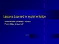 Lessons Learned in Implementation PowerPoint PPT Presentation