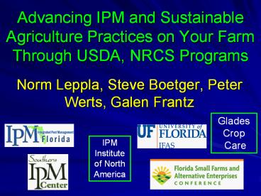 Advancing IPM and Sustainable Agriculture Practices on Your Farm Through USDA, NRCS Programs