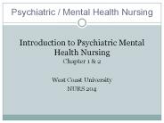 Introduction to Psychiatric Mental Health Nursing Chapter 1