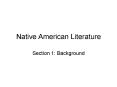 Native American Literature PowerPoint PPT Presentation