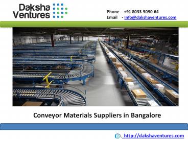 Conveyor Materials Suppliers in Bangalore, India