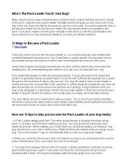 How To Become The Pack Leader