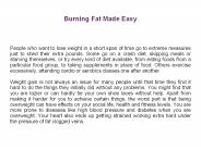 Burning Fat Made Easy