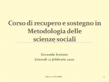 Seconda lezione