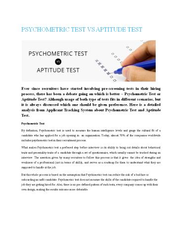 PSYCHOMETRIC TEST VS APTITUDE TEST