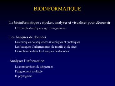 BIOINFORMATIQUE