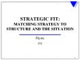 STRATEGIC FIT: MATCHING STRATEGY TO STRUCTURE AND THE SITUATION PowerPoint PPT Presentation