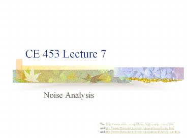 CE 453 Lecture 7