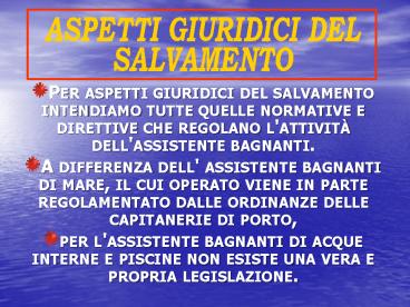 Aspetti Giuridici del Salvamento