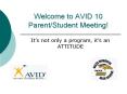 Welcome to AVID 10 Parent/Student Meeting! PowerPoint PPT Presentation