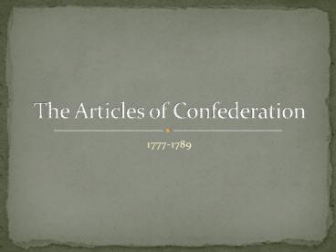 The Articles of Confederation