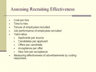 Assessing Recruiting Effectiveness