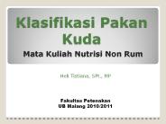Klasifikasi Pakan Kuda