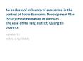 An analysis of influence of evaluation in the context of Socio-Economic Development Plan (SEDP) implementation in Vietnam - The case of Hai lang district, Quang tri province PowerPoint PPT Presentation