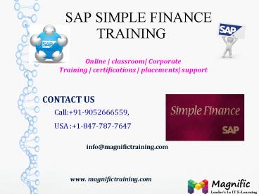 SAP SIPLE FINANCE ONLINE TRAINING IN AUSTRALIA|SOUTH AFRICA|DUBAI