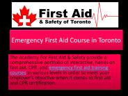 Emergency First Aid Course in Toronto