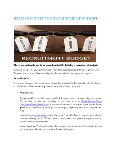 WHAT CONSTITUTES RECRUITMENT BUDGET