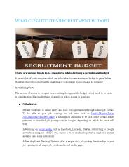 WHAT CONSTITUTES RECRUITMENT BUDGET