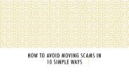How To Avoid Moving Scams In 10 Simple Ways