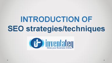 SEO strategies & techniques at Inventateq