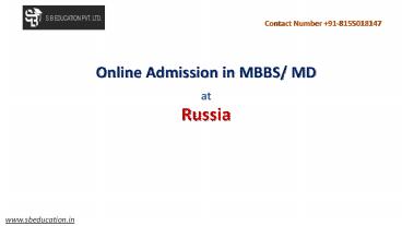 Online Admission MBBS/MD in Russia